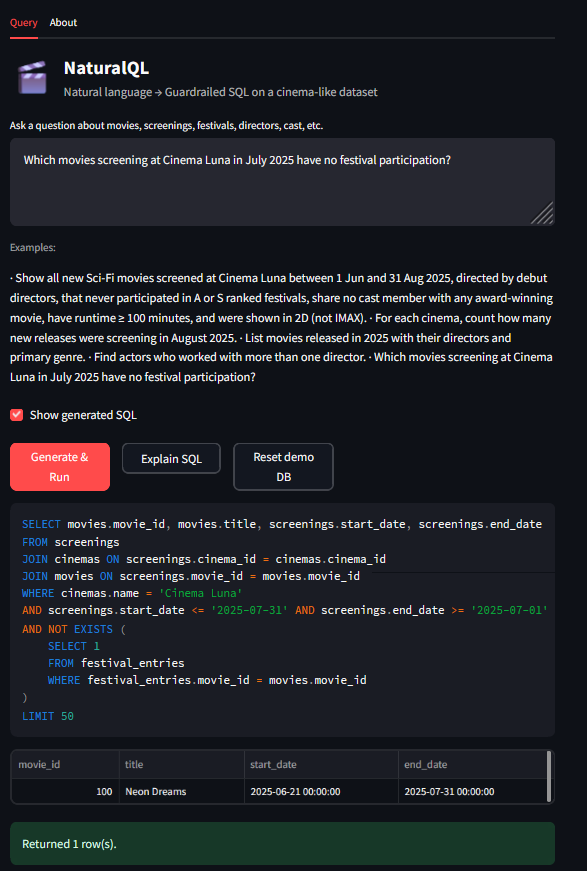NaturalQL screenshot